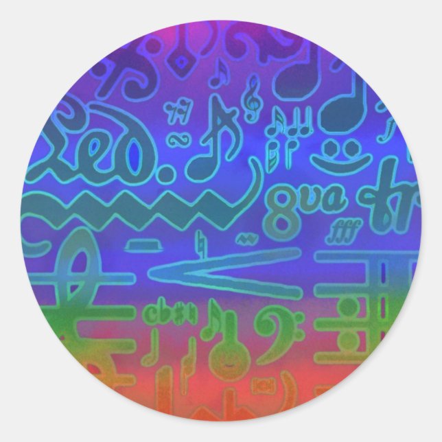 Colorful Musical Symbols Sticker (Front)