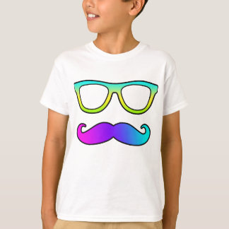 Colorful Mustache And Glasses T-Shirt