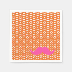 Colorful Mustache Styles Orange Pink Preppy Fun Napkins