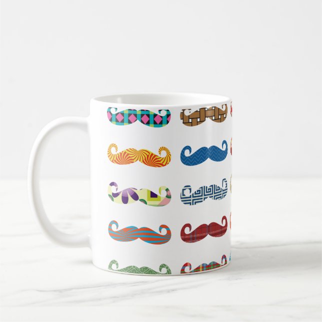 Colorful Mustaches Coffee Mug (Left)