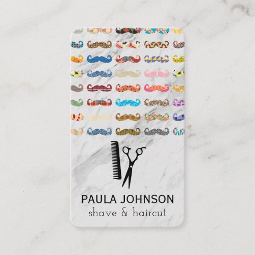 Colorful Mustaches Pattern Business Card
