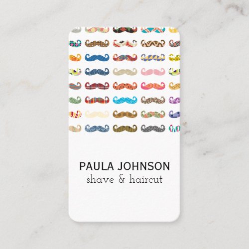 Colorful Mustaches Pattern Business Card