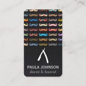 Colorful Mustaches Pattern Leather Pattern Business Card