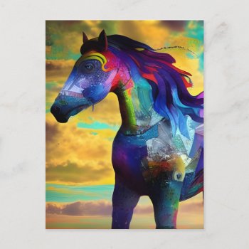 Colorful Mustang Horse Postcard by HorseCrazyIowa at Zazzle