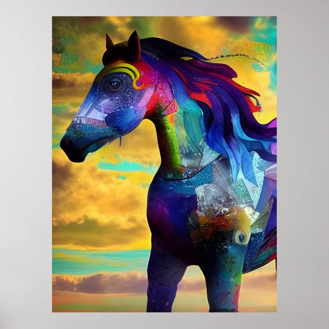 Colorful Mustang Horse Poster (Front)