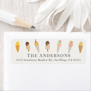 Colorful Muted Color Ice Cream Birthday Label