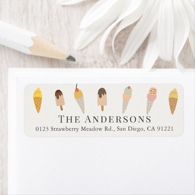Colorful Muted Color Ice Cream Birthday Label (Insitu)