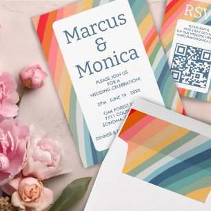 Colorful Muted Stripes Cheerful Bold Wedding Envelope
