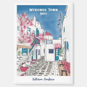 Colorful Mykonos Greece Personalized Souvenir Magnet