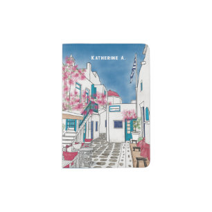Colorful Mykonos Greece Summer Holiday Passport Holder