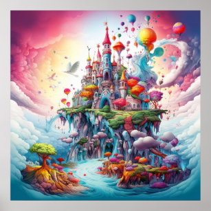 Colorful mysterious nature fantasy land poster