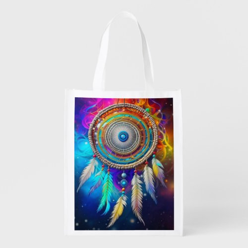 Colorful Mystical Dreamcatcher   Grocery Bag