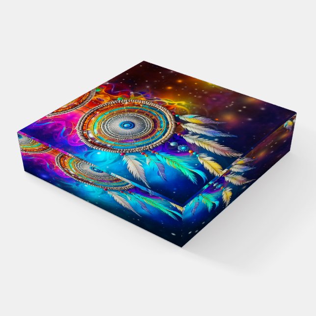 Colorful Mystical Dreamcatcher   Paperweight (Angled)