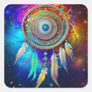 Colorful Mystical Dreamcatcher  Square Sticker