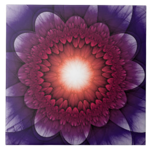 Colorful mystical floral ornament ceramic tile