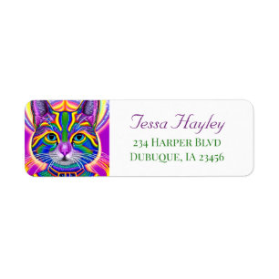 Colorful Mystical Spiritual Cat Label