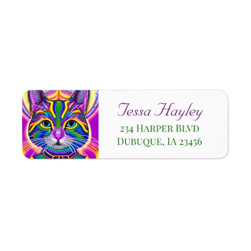 Colorful Mystical Spiritual Cat Label