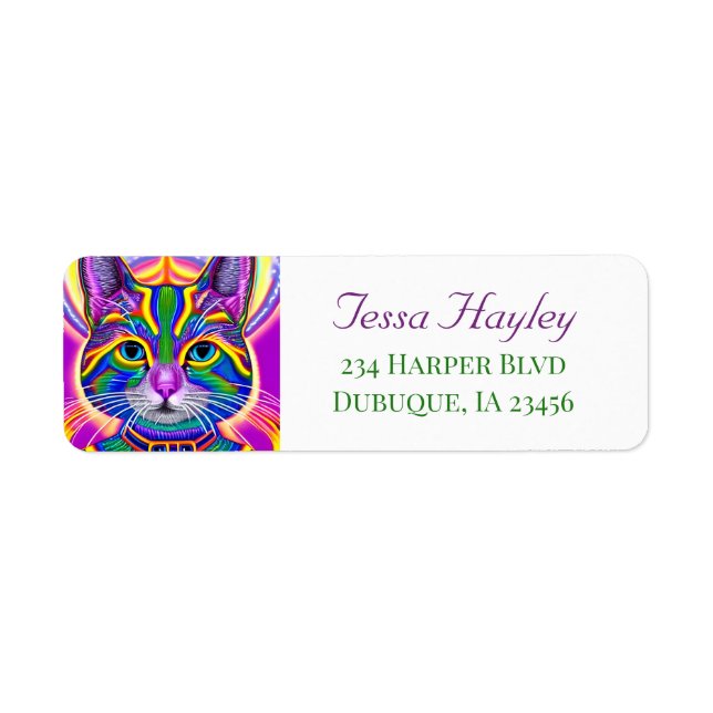 Colorful Mystical Spiritual Cat Label (Front)
