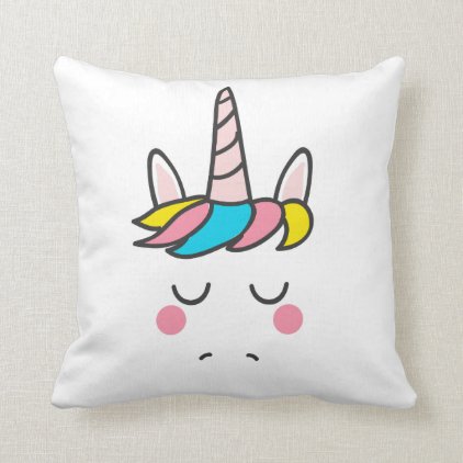 Colorful Mythical Unicorn Horse Pink Horn Magical Throw Pillow