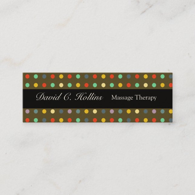Colorful N Dotted Pattern Personal Care Mini Business Card (Front)