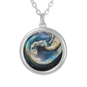 Colorful Nacre Pattern Silver Plated Necklace