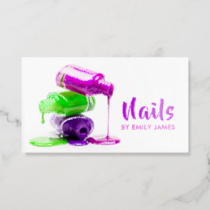 Colorful Nail Polish Artist Salon Raised Spot UV Business Card