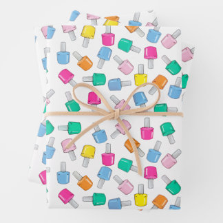 Colorful Nail Polish Beauty Birthday Cosmetologist Wrapping Paper Sheets