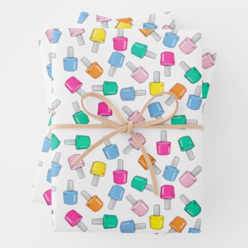 Colorful Nail Polish Beauty Birthday Cosmetologist Wrapping Paper Sheets