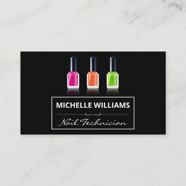 Colorful Nail Polish Bottles | Manicurist Business Card (Front)