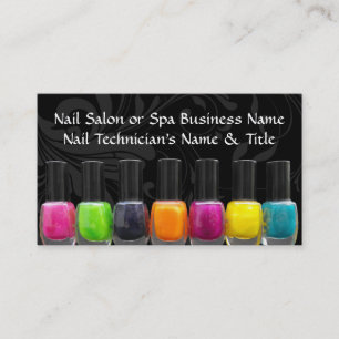 Colorful Nail Polish Bottles, Nail Salon Business Card