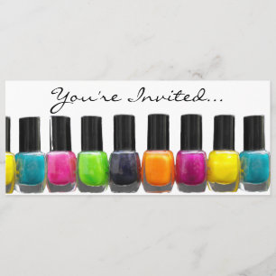 Colorful Nail Polish Bottles, Nail Salon Invitation