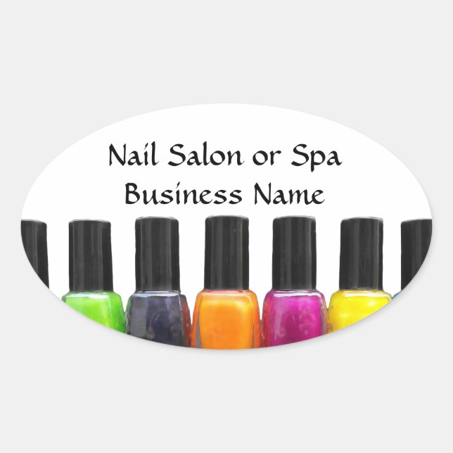 Colorful Nail Polish Bottles, Nail Salon Oval Sticker (Front)