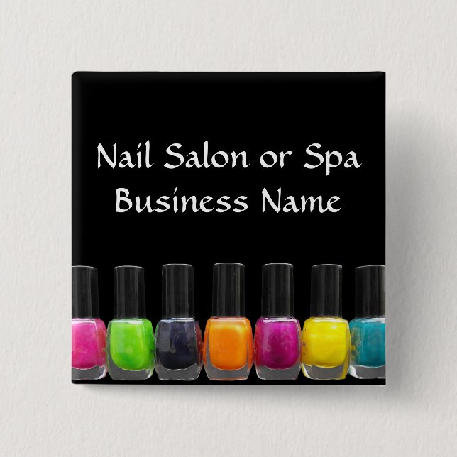 Colorful Nail Polish Bottles, Nail Salon Pinback Button (Front)