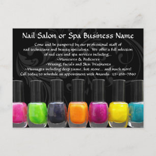 Colorful Nail Polish Bottles, Nail Salon Postcard
