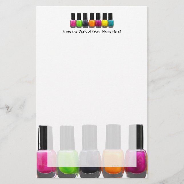 Colorful Nail Polish Bottles, Nail Salon Stationery (Front)