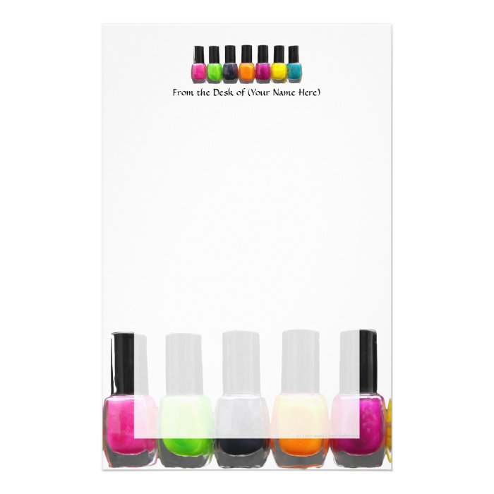 Colorful Nail Polish Bottles, Nail Salon Custom Stationery