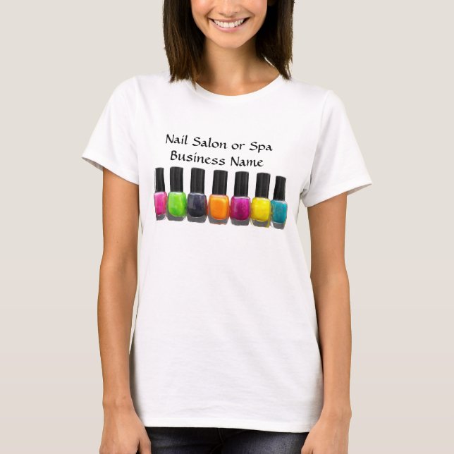 Colorful Nail Polish Bottles, Nail Salon T-Shirt (Front)