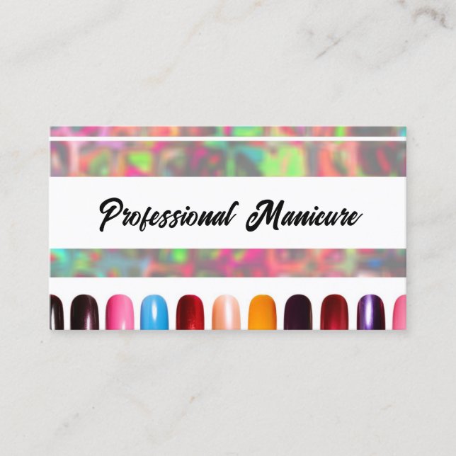 Colorful Nail Polish Manicurist Business Card (Front)