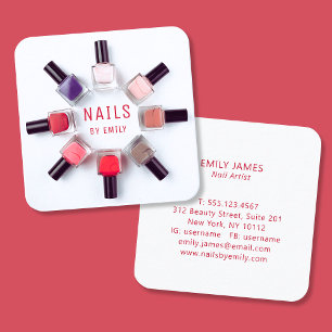 Colorful Nail Polish Modern Nail Artist Square Business Card
