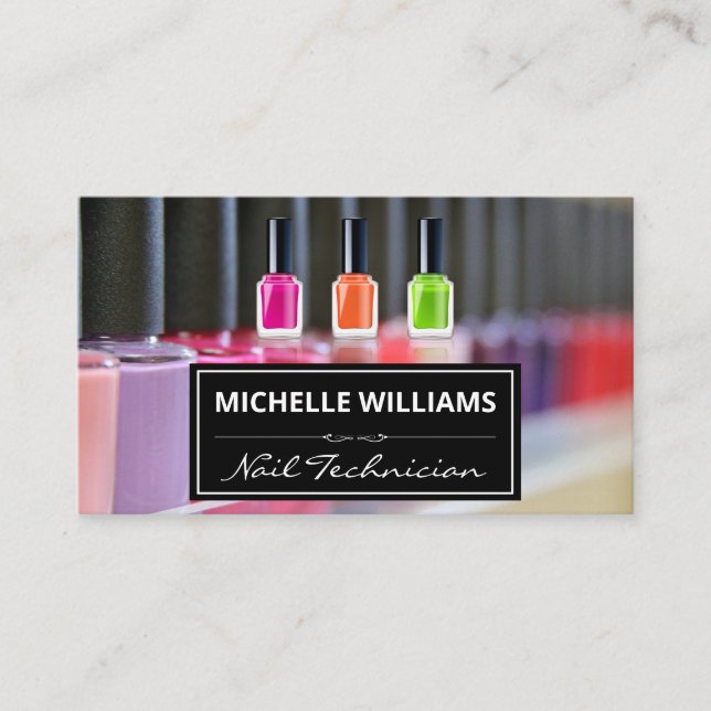 Colorful Nail Polish Variety | Manicurist Business Card (Front)