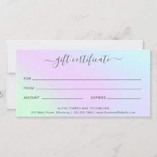 Colorful Nail Salon Holographic Gift Certificate
