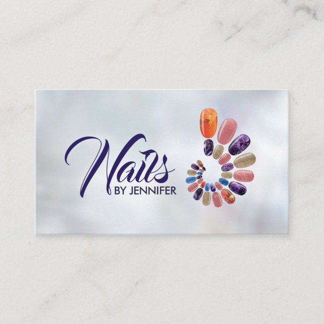 Colorful Nails Spiral Appointment Business Card (Front)