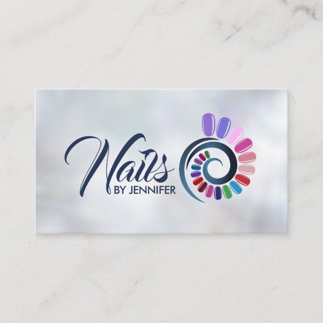 Colorful Nails Spiral Appointment Business Card (Front)
