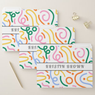 Colorful Name File Folder Pink Yellow Green