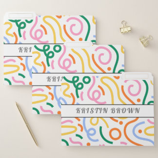 Colorful Name File Folder Pink Yellow Green