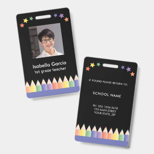 Colorful Name School Teacher badge