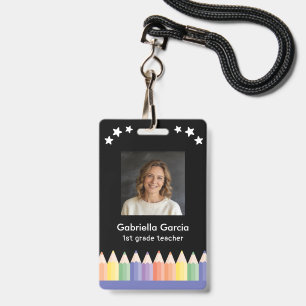 Colorful Name School Teacher badge
