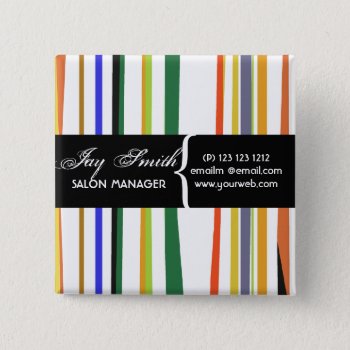 Colorful Name Tag Pinback Button by 911business at Zazzle