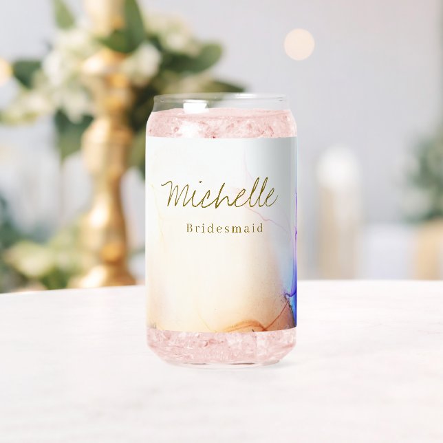 Colorful Named Bridesmaid Wedding Can Glass (Insitu (Wedding))