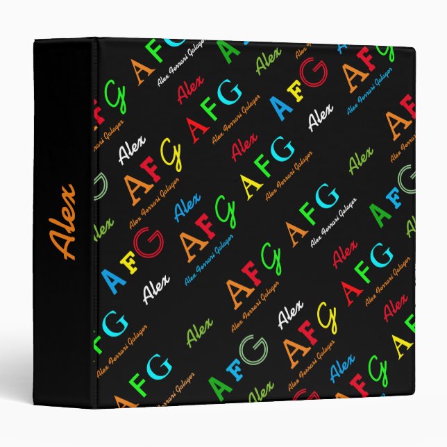 Colorful names personalized 3 ring binder (Front/Spine)